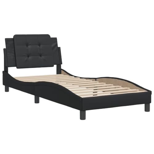 HEFZGDB Bettgestell mit Kopfteil Schwarz 80x200 cm Kunstleder Double Bed Gästebett Bettgestell Einzelbett für Gästezimmer Schlafzimmer Herberge Wohnbereich HEFZGDB Bettgestell mit Kopfteil Schwarz 80x200 cm Kunstleder Double Bed Gästebett Bettgestell Einzelbett für Gästezimmer Schlafzimmer Herberge Wohnbereich von HEFZGDB