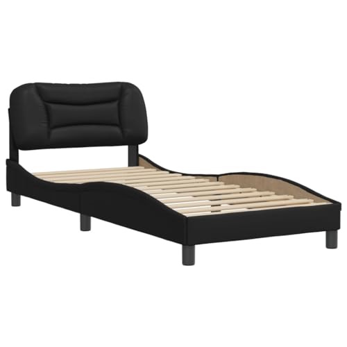 HEFZGDB Bettgestell mit Kopfteil Schwarz 90x190 cm Kunstleder Ehebett Gästebett Bed Frame Single Bed für Herberge Gästezimmer Wohnbereich Schlafzimmer HEFZGDB Bettgestell mit Kopfteil Schwarz 90x190 cm Kunstleder Ehebett Gästebett Bed Frame Single Bed für Herberge Gästezimmer Wohnbereich Schlafzimmer von HEFZGDB