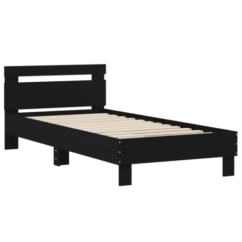 HEFZGDB Bettgestell mit Kopfteil Schwarz 90x200 cm Holzwerkstoff Ehebett Gästebett Einzelbetten Bettrahmen für Wohnbereich Schlafzimmer Gästezimmer Herberge HEFZGDB Bettgestell mit Kopfteil Schwarz 90x200 cm Holzwerkstoff Ehebett Gästebett Einzelbetten Bettrahmen für Wohnbereich Schlafzimmer Gästezimmer Herberge von HEFZGDB