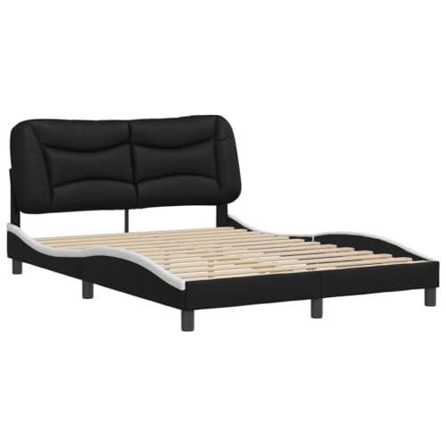 HEFZGDB Bettgestell mit Kopfteil Schwarz und Weiß 120x200 cm Kunstleder Ehebett Gästebett Bed Frame Single Bed für Herberge Gästezimmer Wohnbereich Schlafzimmer HEFZGDB Bettgestell mit Kopfteil Schwarz und Weiß 120x200 cm Kunstleder Ehebett Gästebett Bed Frame Single Bed für Herberge Gästezimmer Wohnbereich Schlafzimmer von HEFZGDB