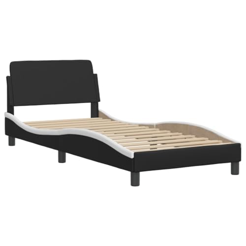 HEFZGDB Bettgestell mit Kopfteil Schwarz und Weiß 80x200 cm Kunstleder Jugendbett Gästebett Familienbett Einzelbett für Gästezimmer Wohnbereich Herberge Schlafzimmer HEFZGDB Bettgestell mit Kopfteil Schwarz und Weiß 80x200 cm Kunstleder Jugendbett Gästebett Familienbett Einzelbett für Gästezimmer Wohnbereich Herberge Schlafzimmer von HEFZGDB