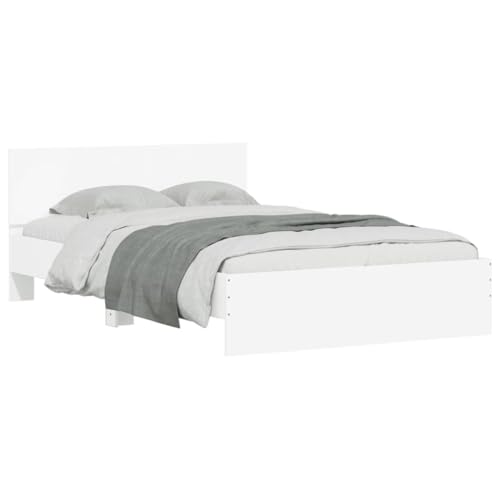 HEFZGDB Bettgestell mit Kopfteil Weiß 135x190 cm Double Bed Gästebett Bed Frame Doppelbett für Herberge Schlafzimmer Wohnbereich Gästezimmer von HEFZGDB