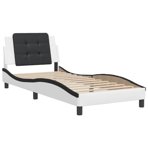 HEFZGDB Bettgestell mit Kopfteil Weiß und Schwarz 100x200 cm Kunstleder Double Bed Gästebett Bettgestell Einzelbett für Gästezimmer Schlafzimmer Herberge Wohnbereich HEFZGDB Bettgestell mit Kopfteil Weiß und Schwarz 100x200 cm Kunstleder Double Bed Gästebett Bettgestell Einzelbett für Gästezimmer Schlafzimmer Herberge Wohnbereich von HEFZGDB