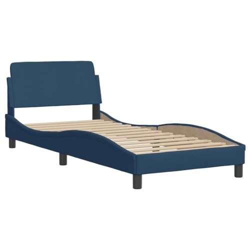HEFZGDB Bettgestell mit Kopfteil ohne Matratze Blau 80x200 cm Stoff Jugendbett Gästebett Bettgestell Ehebett für Wohnbereich Herberge Gästezimmer Schlafzimmer HEFZGDB Bettgestell mit Kopfteil ohne Matratze Blau 80x200 cm Stoff Jugendbett Gästebett Bettgestell Ehebett für Wohnbereich Herberge Gästezimmer Schlafzimmer von HEFZGDB