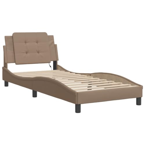 HEFZGDB Bettgestell mit LED Cappuccino-Braun 100x200 cm Kunstleder Jugendbett Bettgestell Bed Frame Bettrahmen für Wohnbereich Schlafzimmer Herberge Gästezimmer HEFZGDB Bettgestell mit LED Cappuccino-Braun 100x200 cm Kunstleder Jugendbett Bettgestell Bed Frame Bettrahmen für Wohnbereich Schlafzimmer Herberge Gästezimmer von HEFZGDB
