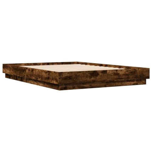 HEFZGDB Bettgestell mit LED Räuchereiche 120x200 cm Jugendbett Bed Frame Familienbett Einzelbetten für Wohnbereich Gästezimmer Herberge Schlafzimmer von HEFZGDB