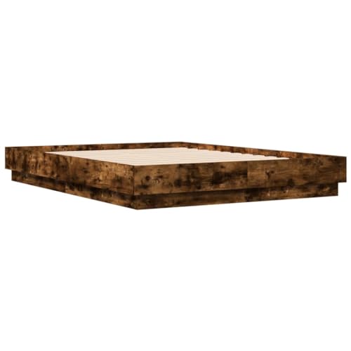 HEFZGDB Bettgestell mit LED Räuchereiche 135x190 cm Jugendbett Bed Frame Familienbett Einzelbetten für Wohnbereich Gästezimmer Herberge Schlafzimmer HEFZGDB Bettgestell mit LED Räuchereiche 135x190 cm Jugendbett Bed Frame Familienbett Einzelbetten für Wohnbereich Gästezimmer Herberge Schlafzimmer von HEFZGDB