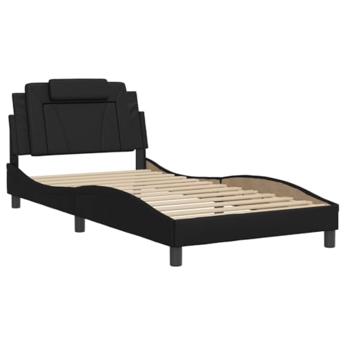 HEFZGDB Bettgestell mit LED Schwarz 100x200 cm Kunstleder Bette Gästebett Bettgestell Doppelbett für Schlafzimmer Gästezimmer Herberge Wohnbereich HEFZGDB Bettgestell mit LED Schwarz 100x200 cm Kunstleder Bette Gästebett Bettgestell Doppelbett für Schlafzimmer Gästezimmer Herberge Wohnbereich von HEFZGDB