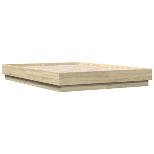 HEFZGDB Bettgestell mit LED Sonoma-Eiche 140x190 cm Jugendbett Bed Frame Familienbett Einzelbetten für Wohnbereich Gästezimmer Herberge Schlafzimmer HEFZGDB Bettgestell mit LED Sonoma-Eiche 140x190 cm Jugendbett Bed Frame Familienbett Einzelbetten für Wohnbereich Gästezimmer Herberge Schlafzimmer von HEFZGDB