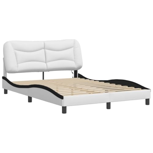 HEFZGDB Bettgestell mit LED Weiß und Schwarz 120x200 cm Kunstleder Jugendbett Gästebett Bettgestell Single Bed für Gästezimmer Schlafzimmer Herberge Wohnbereich HEFZGDB Bettgestell mit LED Weiß und Schwarz 120x200 cm Kunstleder Jugendbett Gästebett Bettgestell Single Bed für Gästezimmer Schlafzimmer Herberge Wohnbereich von HEFZGDB