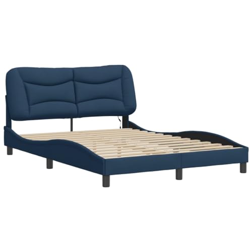 HEFZGDB Bettgestell mit LED ohne Matratze Blau 140x200 cm Stoff Daybed Gästebett Familienbett Doppelbett für Gästezimmer Herberge Wohnbereich Schlafzimmer HEFZGDB Bettgestell mit LED ohne Matratze Blau 140x200 cm Stoff Daybed Gästebett Familienbett Doppelbett für Gästezimmer Herberge Wohnbereich Schlafzimmer von HEFZGDB