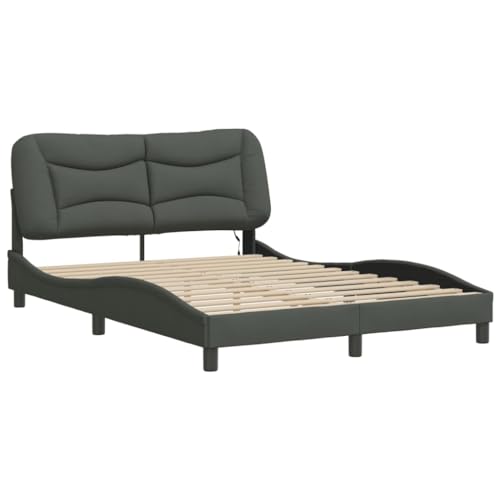 HEFZGDB Bettgestell mit LED ohne Matratze Dunkelgrau 120x200 cm Stoff Daybed Gästebett Familienbett Doppelbett für Gästezimmer Herberge Wohnbereich Schlafzimmer von HEFZGDB