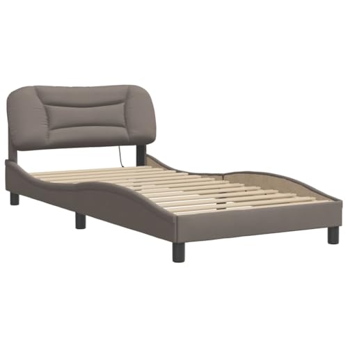 HEFZGDB Bettgestell mit LED ohne Matratze Taupe 100x200 cm Stoff Daybed Gästebett Familienbett Doppelbett für Gästezimmer Herberge Wohnbereich Schlafzimmer von HEFZGDB