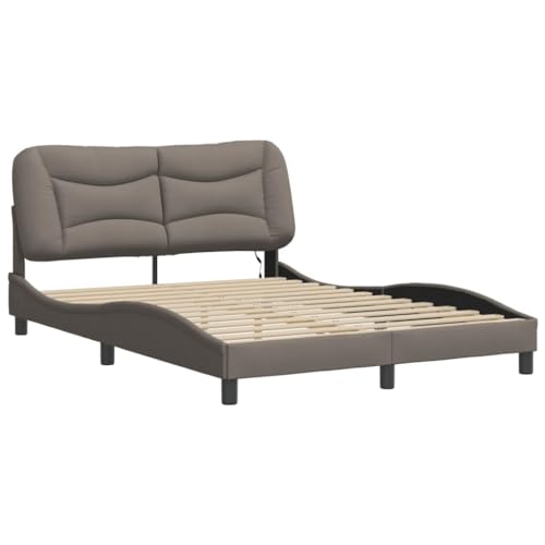 HEFZGDB Bettgestell mit LED ohne Matratze Taupe 140x200 cm Stoff Daybed Gästebett Familienbett Doppelbett für Gästezimmer Herberge Wohnbereich Schlafzimmer HEFZGDB Bettgestell mit LED ohne Matratze Taupe 140x200 cm Stoff Daybed Gästebett Familienbett Doppelbett für Gästezimmer Herberge Wohnbereich Schlafzimmer von HEFZGDB