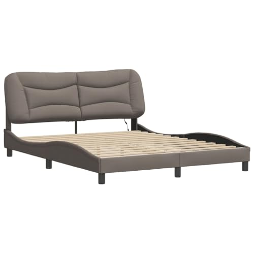 HEFZGDB Bettgestell mit LED ohne Matratze Taupe 160x200 cm Stoff Daybed Gästebett Familienbett Doppelbett für Gästezimmer Herberge Wohnbereich Schlafzimmer von HEFZGDB