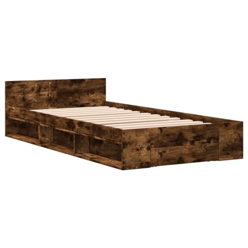 HEFZGDB Bettgestell mit Schublade Räuchereiche 90x190 cm Holzwerkstoff Ehebett Gästebett Einzelbetten Einzelbett für Schlafzimmer Gästezimmer Herberge Wohnbereich HEFZGDB Bettgestell mit Schublade Räuchereiche 90x190 cm Holzwerkstoff Ehebett Gästebett Einzelbetten Einzelbett für Schlafzimmer Gästezimmer Herberge Wohnbereich von HEFZGDB