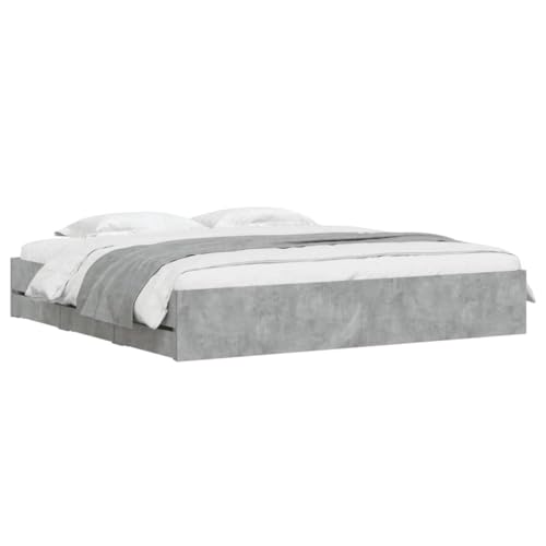 HEFZGDB Bettgestell mit Schubladen Betongrau 200x200 cm Holzwerkstoff Daybed Gästebett Familienbett Doppelbett für Gästezimmer Herberge Schlafzimmer Wohnbereich von HEFZGDB
