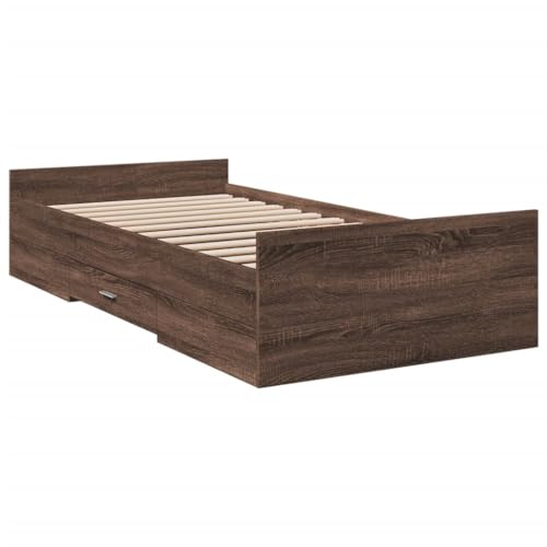 HEFZGDB Bettgestell mit Schubladen Braun Eichen-Optik 100x200 cm Jugendbett Bettgestell Familienbett Bettrahmen für Herberge Schlafzimmer Wohnbereich Gästezimmer HEFZGDB Bettgestell mit Schubladen Braun Eichen-Optik 100x200 cm Jugendbett Bettgestell Familienbett Bettrahmen für Herberge Schlafzimmer Wohnbereich Gästezimmer von HEFZGDB