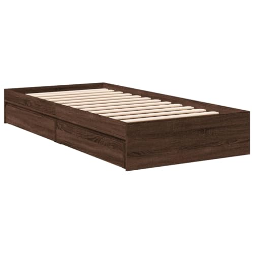HEFZGDB Bettgestell mit Schubladen Braun Eichen-Optik 90x190 cm Jugendbett Gästebett Einzelbetten Bettrahmen für Gästezimmer Schlafzimmer Herberge Wohnbereich HEFZGDB Bettgestell mit Schubladen Braun Eichen-Optik 90x190 cm Jugendbett Gästebett Einzelbetten Bettrahmen für Gästezimmer Schlafzimmer Herberge Wohnbereich von HEFZGDB