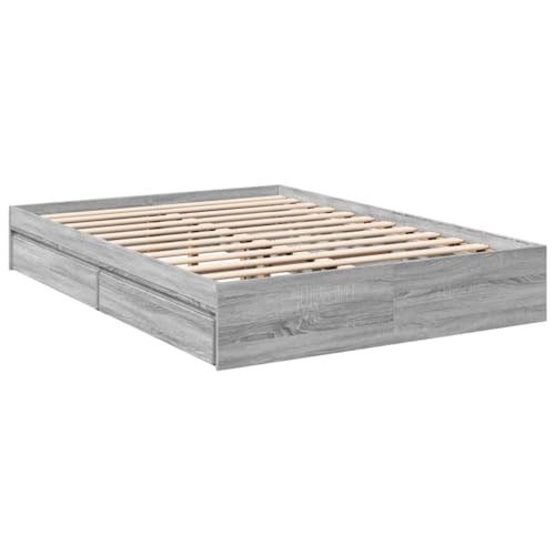 HEFZGDB Bettgestell mit Schubladen Grau Sonoma 135x190 cm Holzwerkstoff Jugendbett Gästebett Einzelbetten Bettrahmen für Gästezimmer Schlafzimmer Herberge Wohnbereich HEFZGDB Bettgestell mit Schubladen Grau Sonoma 135x190 cm Holzwerkstoff Jugendbett Gästebett Einzelbetten Bettrahmen für Gästezimmer Schlafzimmer Herberge Wohnbereich von HEFZGDB