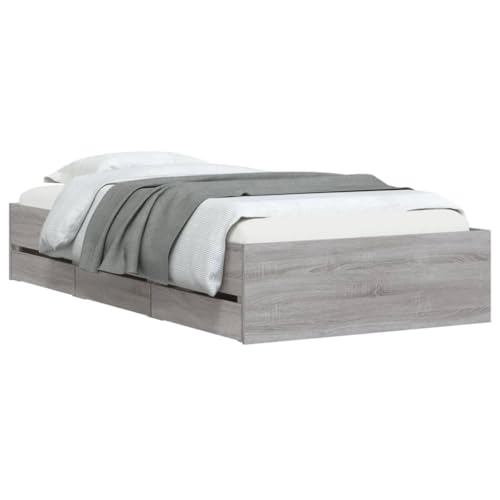 HEFZGDB Bettgestell mit Schubladen Grau Sonoma 90x190 cm Holzwerkstoff Daybed Gästebett Familienbett Doppelbett für Gästezimmer Herberge Schlafzimmer Wohnbereich von HEFZGDB