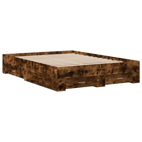HEFZGDB Bettgestell mit Schubladen Räuchereiche 120x200cm Holzwerkstoff Daybed Gästebett Einzelbetten Doppelbett für Gästezimmer Herberge Wohnbereich Schlafzimmer von HEFZGDB