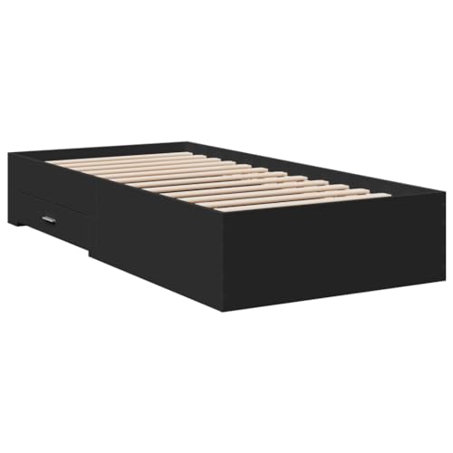 HEFZGDB Bettgestell mit Schubladen Schwarz 100x200 cm Holzwerkstoff Daybed Gästebett Einzelbetten Doppelbett für Gästezimmer Herberge Wohnbereich Schlafzimmer HEFZGDB Bettgestell mit Schubladen Schwarz 100x200 cm Holzwerkstoff Daybed Gästebett Einzelbetten Doppelbett für Gästezimmer Herberge Wohnbereich Schlafzimmer von HEFZGDB