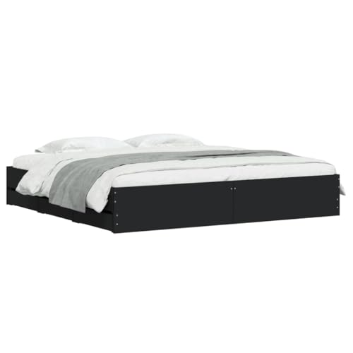 HEFZGDB Bettgestell mit Schubladen Schwarz 160x200 cm Holzwerkstoff Daybed Gästebett Familienbett Doppelbett für Gästezimmer Herberge Schlafzimmer Wohnbereich von HEFZGDB