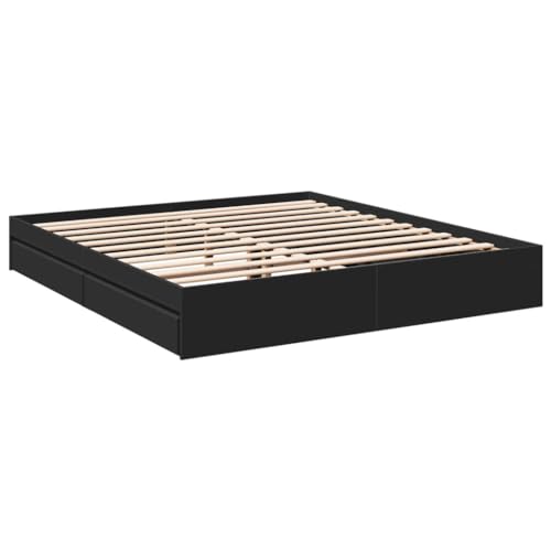 HEFZGDB Bettgestell mit Schubladen Schwarz 200x200 cm Holzwerkstoff Jugendbett Gästebett Einzelbetten Bettrahmen für Gästezimmer Schlafzimmer Herberge Wohnbereich HEFZGDB Bettgestell mit Schubladen Schwarz 200x200 cm Holzwerkstoff Jugendbett Gästebett Einzelbetten Bettrahmen für Gästezimmer Schlafzimmer Herberge Wohnbereich von HEFZGDB