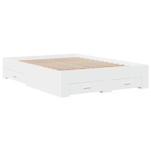 HEFZGDB Bettgestell mit Schubladen Weiß 120x200 cm Holzwerkstoff Daybed Gästebett Einzelbetten Doppelbett für Gästezimmer Herberge Wohnbereich Schlafzimmer HEFZGDB Bettgestell mit Schubladen Weiß 120x200 cm Holzwerkstoff Daybed Gästebett Einzelbetten Doppelbett für Gästezimmer Herberge Wohnbereich Schlafzimmer von HEFZGDB