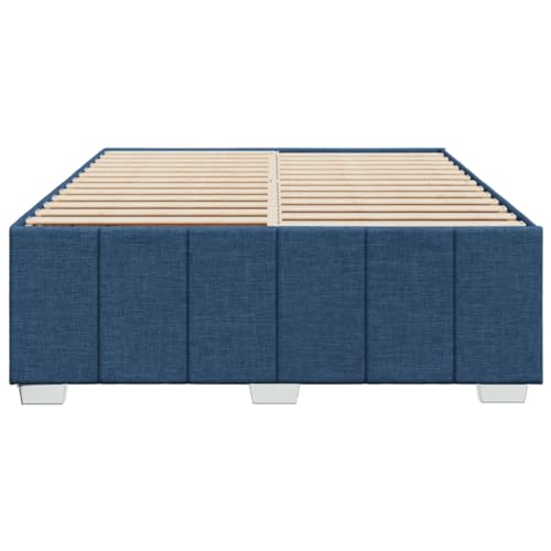 HEFZGDB Bettgestell ohne Matratze Blau 140x190 cm Stoff Double Bed Gästebett Bettgestell Einzelbett für Herberge Schlafzimmer Gästezimmer Wohnbereich HEFZGDB Bettgestell ohne Matratze Blau 140x190 cm Stoff Double Bed Gästebett Bettgestell Einzelbett für Herberge Schlafzimmer Gästezimmer Wohnbereich von HEFZGDB
