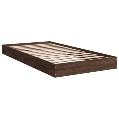 HEFZGDB Bettgestell ohne Matratze Braun Eiche 100x200 cm Holzwerkstoff Jugendbett Bed Frame Familienbett Einzelbetten für Herberge Gästezimmer Schlafzimmer Wohnbereich von HEFZGDB