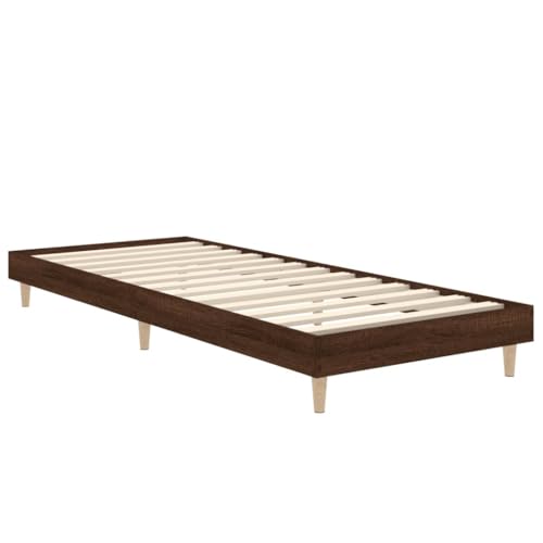 HEFZGDB Bettgestell ohne Matratze Braun Eiche 75x190 cm Holzwerkstoff Jugendbett Gästebett Bettgestell Single Bed für Schlafzimmer Wohnbereich Gästezimmer Herberge von HEFZGDB