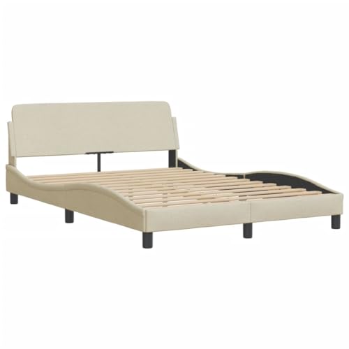 HEFZGDB Bettgestell ohne Matratze Creme 140x200 cm Stoff Jugendbett Gästebett Bettgestell Ehebett für Wohnbereich Herberge Gästezimmer Schlafzimmer HEFZGDB Bettgestell ohne Matratze Creme 140x200 cm Stoff Jugendbett Gästebett Bettgestell Ehebett für Wohnbereich Herberge Gästezimmer Schlafzimmer von HEFZGDB