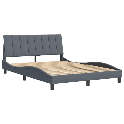 HEFZGDB Bettgestell ohne Matratze Dunkelgrau 140x190 cm Samt Daybed Gästebett Bettgestell Einzelbett für Herberge Wohnbereich Gästezimmer Schlafzimmer von HEFZGDB