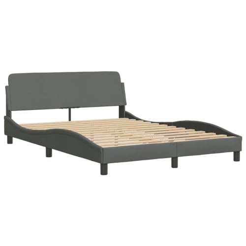 HEFZGDB Bettgestell ohne Matratze Dunkelgrau 140x200 cm Stoff Jugendbett Gästebett Bettgestell Ehebett für Wohnbereich Herberge Gästezimmer Schlafzimmer von HEFZGDB