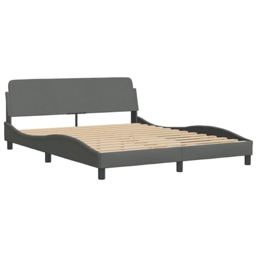 HEFZGDB Bettgestell ohne Matratze Dunkelgrau 160x200 cm Stoff Jugendbett Gästebett Bettgestell Ehebett für Wohnbereich Herberge Gästezimmer Schlafzimmer von HEFZGDB