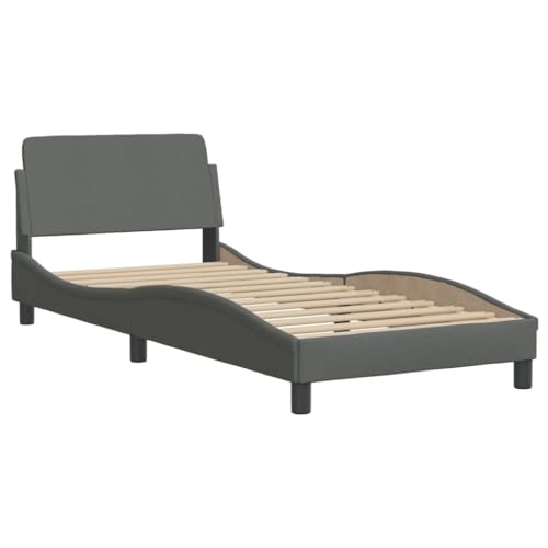 HEFZGDB Bettgestell ohne Matratze Dunkelgrau 80x200 cm Stoff Jugendbett Gästebett Bettgestell Ehebett für Wohnbereich Herberge Gästezimmer Schlafzimmer von HEFZGDB