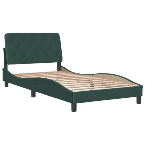 HEFZGDB Bettgestell ohne Matratze Dunkelgrün 100x200 cm Samt Daybed Bettgestell Bed Frame Doppelbett für Schlafzimmer Gästezimmer Wohnbereich Herberge von HEFZGDB