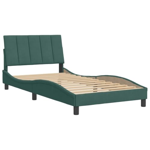HEFZGDB Bettgestell ohne Matratze Dunkelgrün 100x200 cm Samt Daybed Gästebett Bettgestell Einzelbett für Herberge Wohnbereich Gästezimmer Schlafzimmer von HEFZGDB