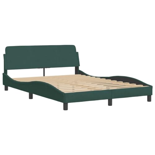HEFZGDB Bettgestell ohne Matratze Dunkelgrün 140x200 cm Samt Ehebett Bettgestell Familienbett Einzelbett für Gästezimmer Schlafzimmer Herberge Wohnbereich von HEFZGDB