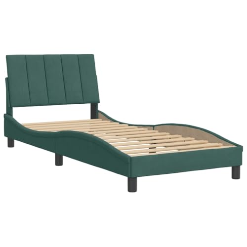 HEFZGDB Bettgestell ohne Matratze Dunkelgrün 90x190 cm Samt Daybed Gästebett Bettgestell Einzelbett für Herberge Wohnbereich Gästezimmer Schlafzimmer von HEFZGDB