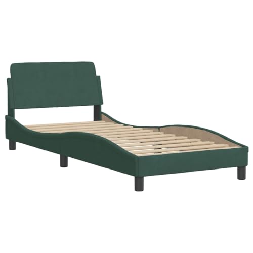 HEFZGDB Bettgestell ohne Matratze Dunkelgrün 90x190 cm Samt Ehebett Bettgestell Familienbett Einzelbett für Gästezimmer Schlafzimmer Herberge Wohnbereich von HEFZGDB