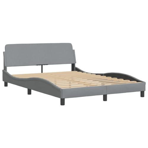 HEFZGDB Bettgestell ohne Matratze Hellgrau 120x200 cm Stoff Jugendbett Gästebett Bettgestell Ehebett für Wohnbereich Herberge Gästezimmer Schlafzimmer von HEFZGDB