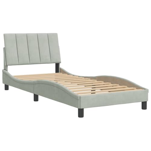 HEFZGDB Bettgestell ohne Matratze Hellgrau 90x200 cm Samt Daybed Gästebett Bettgestell Einzelbett für Herberge Wohnbereich Gästezimmer Schlafzimmer von HEFZGDB
