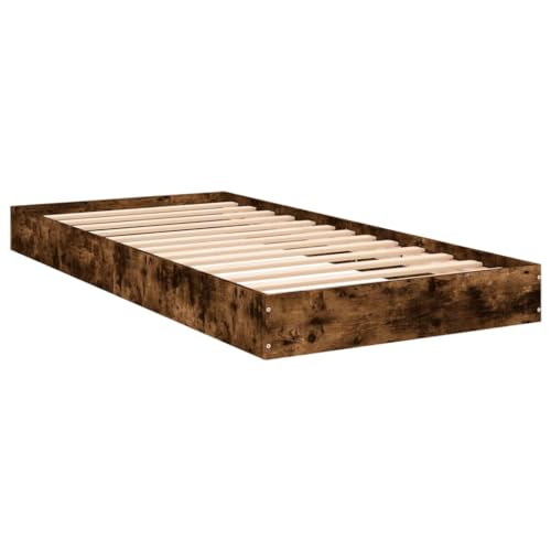 HEFZGDB Bettgestell ohne Matratze Räuchereiche 75x190 cm Holzwerkstoff Jugendbett Bed Frame Familienbett Einzelbetten für Herberge Gästezimmer Schlafzimmer Wohnbereich von HEFZGDB