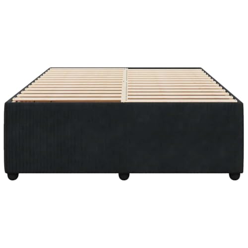HEFZGDB Bettgestell ohne Matratze Schwarz 140x190 cm Samt Einzelbett Bed Frame Doppelbett Bettrahmen für Gästezimmer Herberge Wohnbereich Schlafzimmer HEFZGDB Bettgestell ohne Matratze Schwarz 140x190 cm Samt Einzelbett Bed Frame Doppelbett Bettrahmen für Gästezimmer Herberge Wohnbereich Schlafzimmer von HEFZGDB