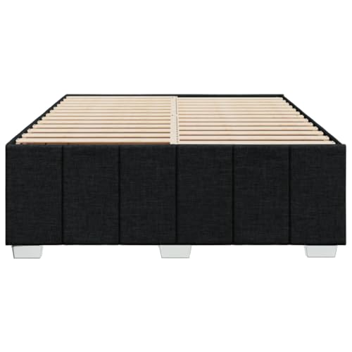 HEFZGDB Bettgestell ohne Matratze Schwarz 140x190 cm Stoff Double Bed Gästebett Bettgestell Einzelbett für Herberge Schlafzimmer Gästezimmer Wohnbereich HEFZGDB Bettgestell ohne Matratze Schwarz 140x190 cm Stoff Double Bed Gästebett Bettgestell Einzelbett für Herberge Schlafzimmer Gästezimmer Wohnbereich von HEFZGDB