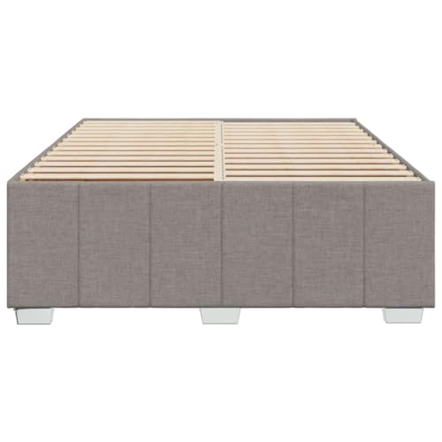 HEFZGDB Bettgestell ohne Matratze Taupe 140x190 cm Stoff Double Bed Gästebett Bettgestell Einzelbett für Herberge Schlafzimmer Gästezimmer Wohnbereich von HEFZGDB