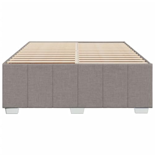 HEFZGDB Bettgestell ohne Matratze Taupe 140x200 cm Stoff Double Bed Gästebett Bettgestell Einzelbett für Herberge Schlafzimmer Gästezimmer Wohnbereich von HEFZGDB